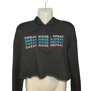 Sweat, Rinse, Repeat Graphic Cropped Long Sleeve Graphic Hooded Sweatshirt Small
